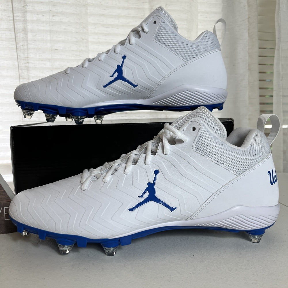 Nike‎ Jordan Alpha Menace Pro 2 Low UCLA PE Football Cleats Mens Size 14 White